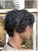 メンズ無造作ミディアムボリュームダウンパーマ