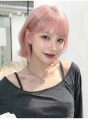 イメチェンヘアスタイル 、ピンクベージュ、アンブレラカラー