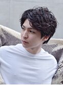 センターパート/ツイストスパイラルパーマ/刈り上げなし