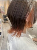 オレンジ/インナーカラー/ウルフ