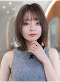 大人かわいい前髪セシルカットココアブラウンフリンジウェーブ