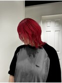 チェリーレッドカラー/ウルフカット/小林胡桃