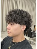 マッシュウルフツイスパメンズパーマフェード