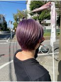 すっきりショート　透明感ラベンダーカラー