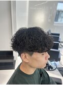 メンズパーマツイスパ波巻きスパイラルマッシュセンターパート