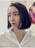 前下がりショート・ボブ/パーマ/前髪なし/30代/40代/50代/長め