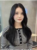 髪質改善縮毛矯正レイヤーカット顔周り前髪韓国ミニウルフ/横浜