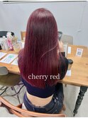 ブリーチなし暖色カラー髪質改善カラーチェリーレッド艶髪