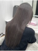 ロングヘアーアッシュブラウン縮毛矯正髪質改善　赤坂見附