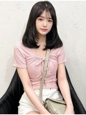 新宿韓国風ミディアムレイヤーダークグレージュカラー