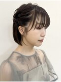 say.ホワイトグレージュボブチェリーブラウンお呼ばれヘアセット