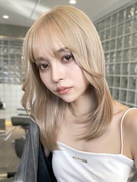 サンクマーケット 渋谷(cinq MARKET) 渋谷ブリーチカラーハイトーンカラー顔周りレイヤーカット30代