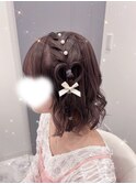 編みたらしハートアレンジ