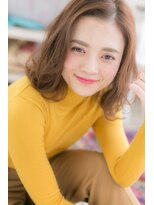 ミック ヘアアンドメイク アップ 駒込店(miq Hair&Make up) オレンジブラウンで透け感ルーズヘア…色っぽミディアム