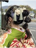 成人式水引＆金箔の玉ねぎポニーテール