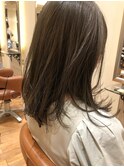 セミロングレイヤーカット レイヤーロング オリーブベージュ銀座