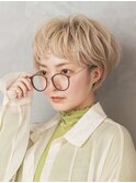 ハイトーンショート×ミルクティーベージュ