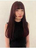 ピンクブラウン 姫カット ストレート ロング【天神/今泉】