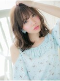 mod's姪浜/斜めバング抜け感ウェーブミディアムボブパーマi