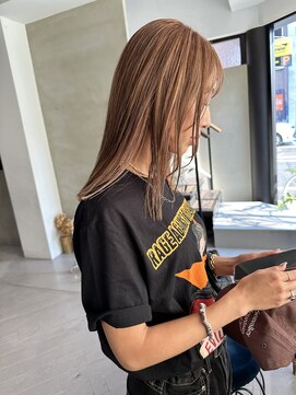 ヘアー アイス ルーチェ(HAIR ICI LUCE) たっぷりハイライト　多めのハイライト　ピンクグレージュ西田