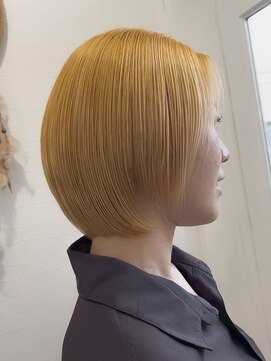 ユイマァル 倉敷店(YUIMARL) 20代30代ショートボブイエローカラーブリーチダブルカラー