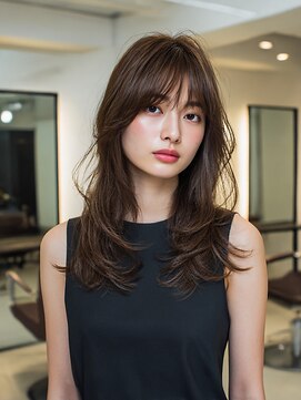 顔まわりカット/レイヤーカット/ダークブラウン