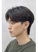 毛流れフェザーパーマ/リバースセンターパート