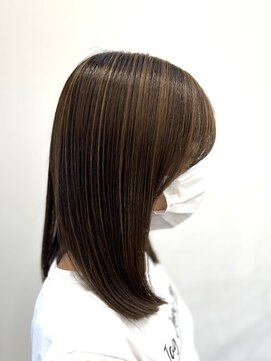 ブラウン(Brown) ミルクティーブロンド/ダークブルー/デジタルパーマ/藤沢美容院