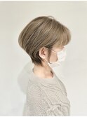 大人可愛い菱形ショート ハイライト×ホワイトベージュ