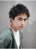 ビジネスショートツイストスパイラルパーマツーブロック刈り上げ