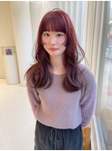ブリーチ無しダブルカラーカシスレッド美肌カラー韓国髪質改善