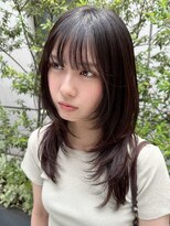 ココ 原宿(KOKO)&nbsp;レイヤーカットミニウルフデジタルパーマチェリーブラウン暗髪