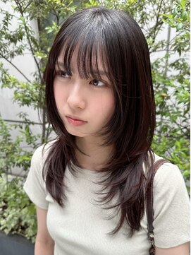 ココ 原宿(KOKO) レイヤーカットミニウルフデジタルパーマチェリーブラウン暗髪