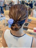 ★結婚式お呼ばれドレスヘア編み込みポニーテールアップスタイル