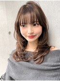 デジタルパーマフェミニンロングシースルーバングうる艶髪