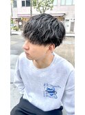刈り上げツーブロック前下がりマッシュツイストスパイラルパーマ