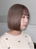 ミルクティーベージュ暗めグレージュミディアムウルフレイヤー○