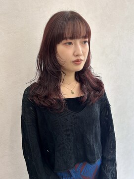 クム 横浜(qumu) 【qumu MARIKO】ブリーチなしワインレッドカラー