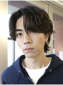 原宿シャドウパーマ緩めメンズマッシュウルフカットツーブロック