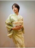ショートヘアの浴衣スタイル