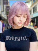 ◎秋色ペールピンクで魅せる透明感ボブ