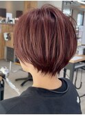 大人マッシュショート丸みショート黒髪ショート襟足