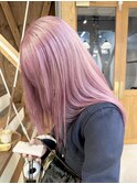 ピンクラベンダーベージュミルクティーケアブリーチハイトーン