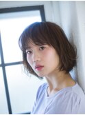 ナチュラルくせ毛風外 人ボブ【稲毛】