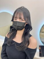 サンド 鹿児島中央(sand)&nbsp;黒髪/グレーベージュ/レイヤーロング/前髪パーマ[鹿児島中央駅]