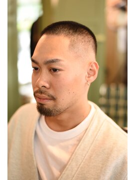 メリケンバーバーショップ フクオカ(MERICAN BARBERSHOP FUK) べリーショートダークアッシュニュアンスパーマ韓国マッシュ