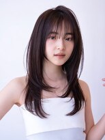 チョコグレージュ/20代30代大人かわいい/ミディアムレイヤー