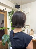 透明感カラー/暗めカラー/オリーブグレージュ/外はねボブ/恵比寿