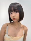 ぷつっと艶前下がりボブ暗めアッシュ小顔似あわせ