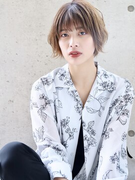 ヘアアンドメイク シークネクスト(HAIR&MAKE SeeK NEXT) 【SeeK NEXT】フェザーボブ　ミルクベージュ